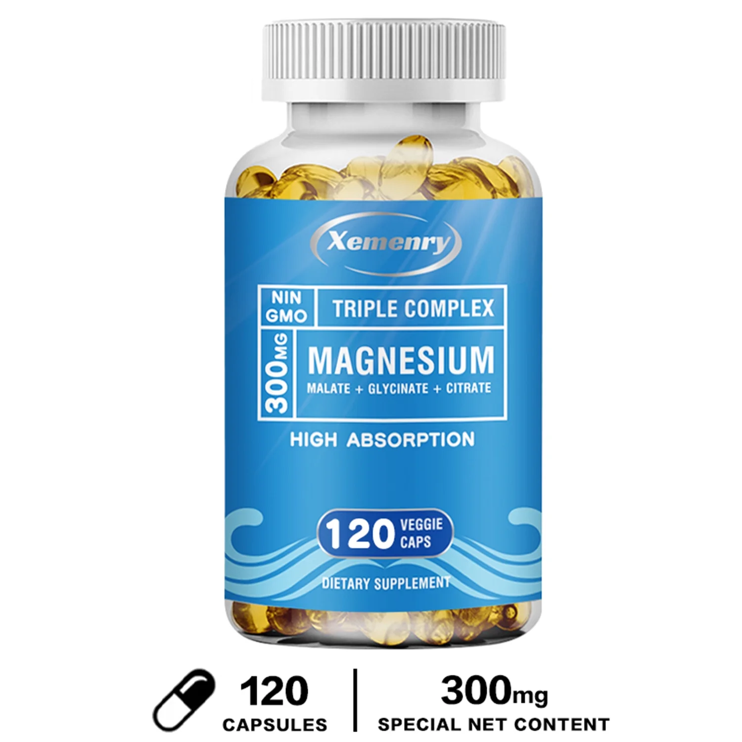Xemenry Triple Magnesium Complex - Magnesium Malate, Glycinate, Citrate -Muscle Health(30/60/120pcs)