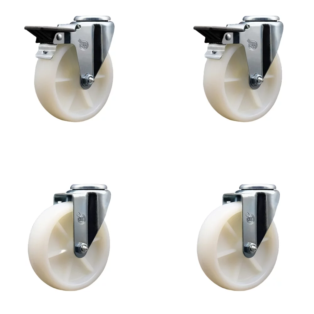 Nylon Swivel Bolt Hole Caster Set of 4 w/5