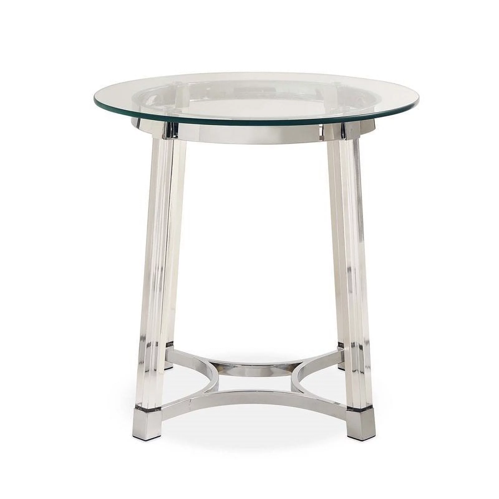 Bowery Hill Modern Metal End Table with Glass Top in Chrome/Clear