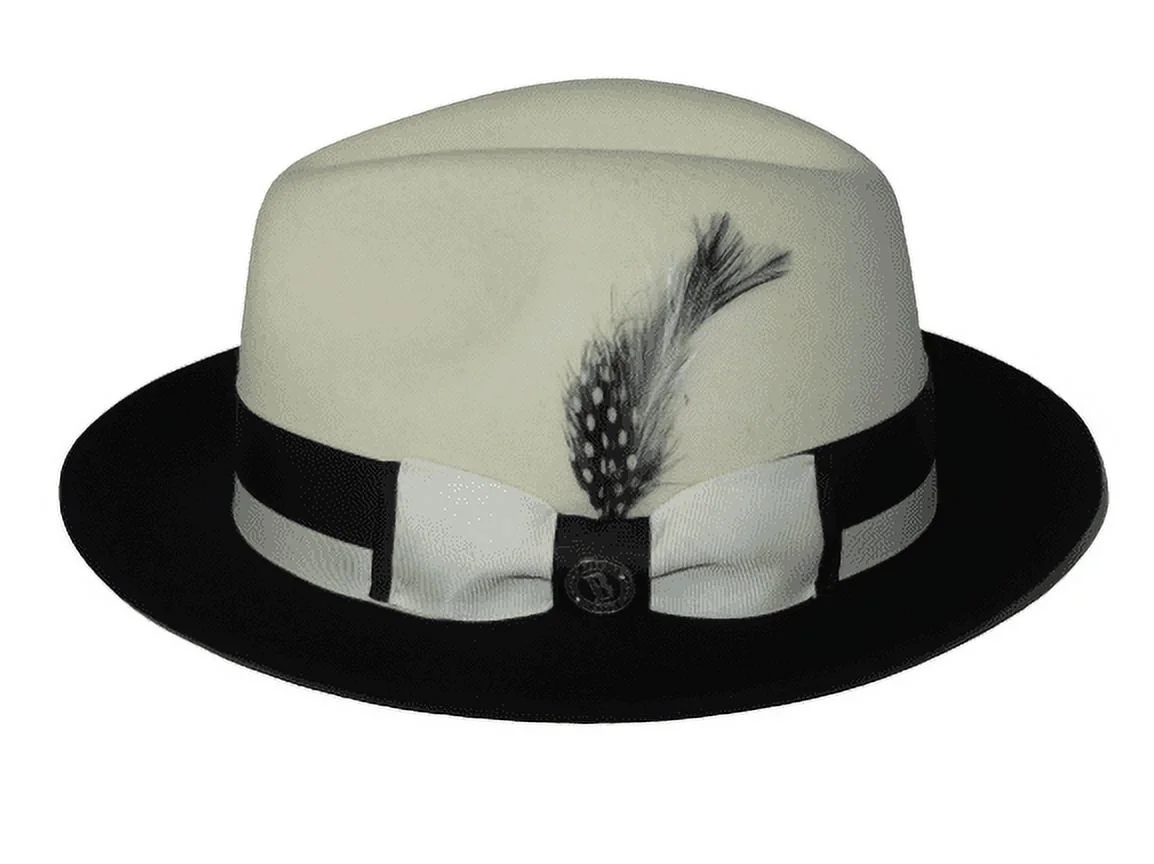 Mens Bruno Capelo Dress Hat Australian Wool Fedora Caesar CA351 Ivory Black New