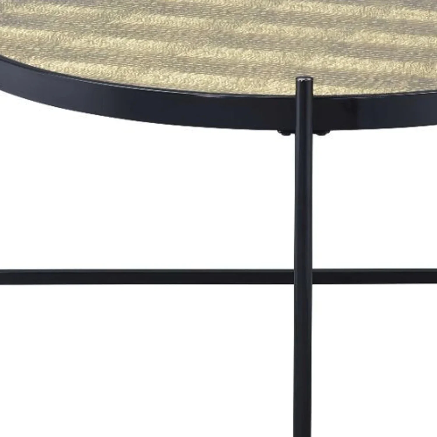 HomeRoots 490536 19 x 35 x 35 in. Black & Gold Glass & Manufactured Wood Round Coffee Table