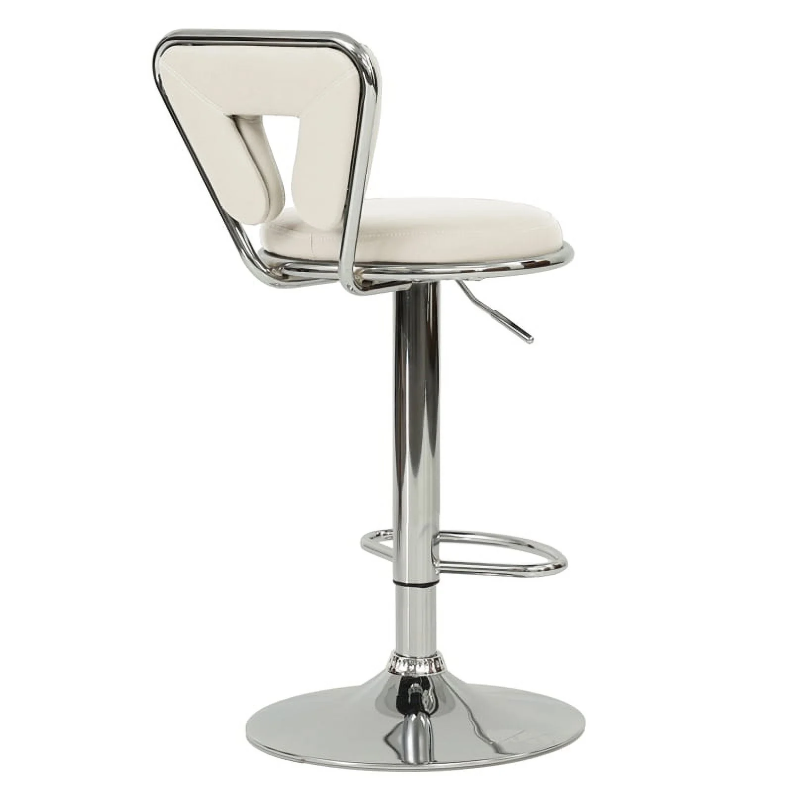 Poundex F1642 16 x 18 x 34-40 in. Adjustable Height & Swivel Barstool in White Faux Leather - Set of 2