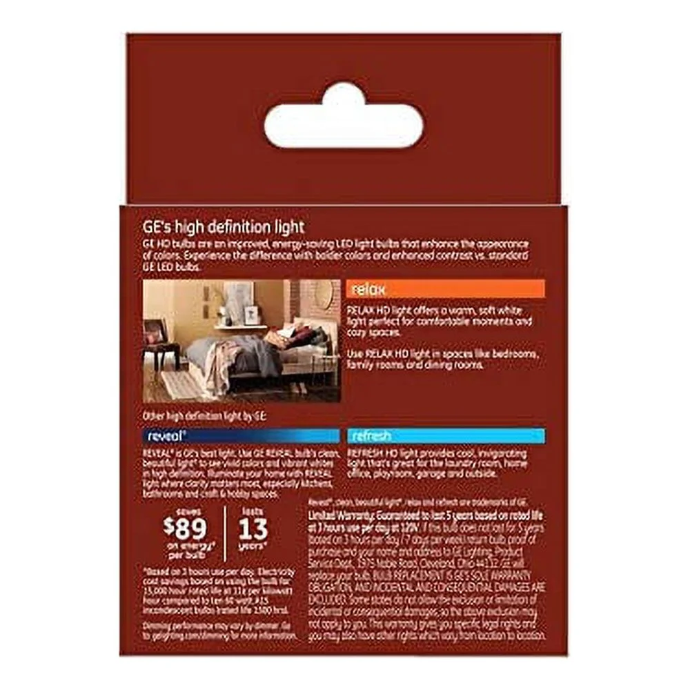 GE Relax 2-Pack 60 W Equivalent Dimmable Soft White A15 LED Light Fixture Light Bulbs Frosted Medium Base