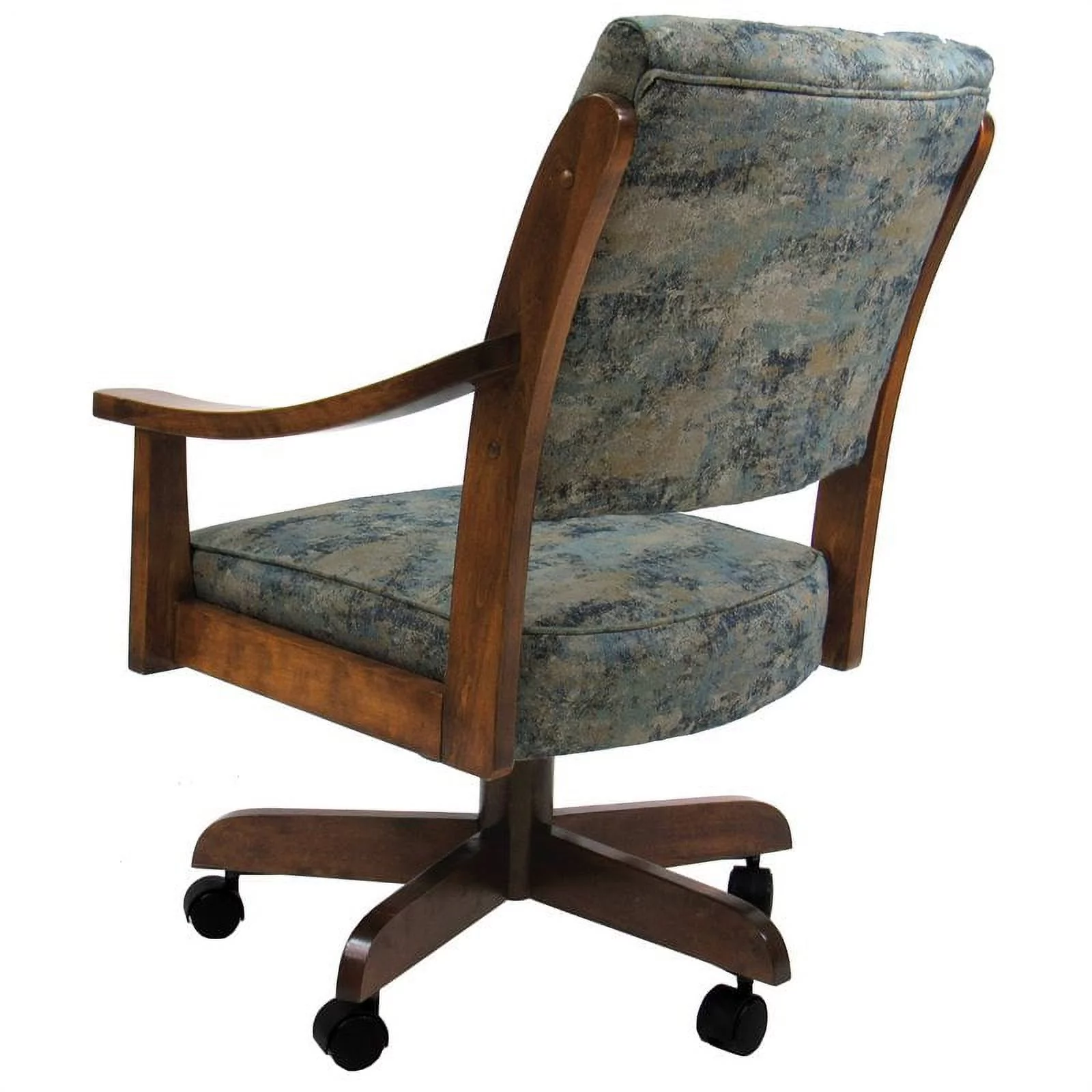 Pemberly Row Swivel Wood Dining Caster Chair Casa in Poet Sky Blue - Brown