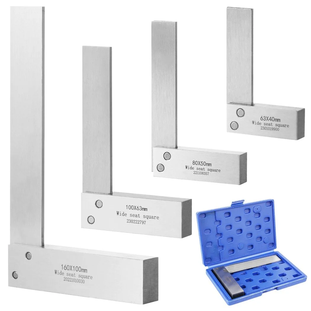 Machinist Square Set, 4-Piece High Precision Square Woodworking Wide Base Square Tool Right Angle Square L-type Measuring Tool, 2-in, 3-in, 4-in, 6-in Squares