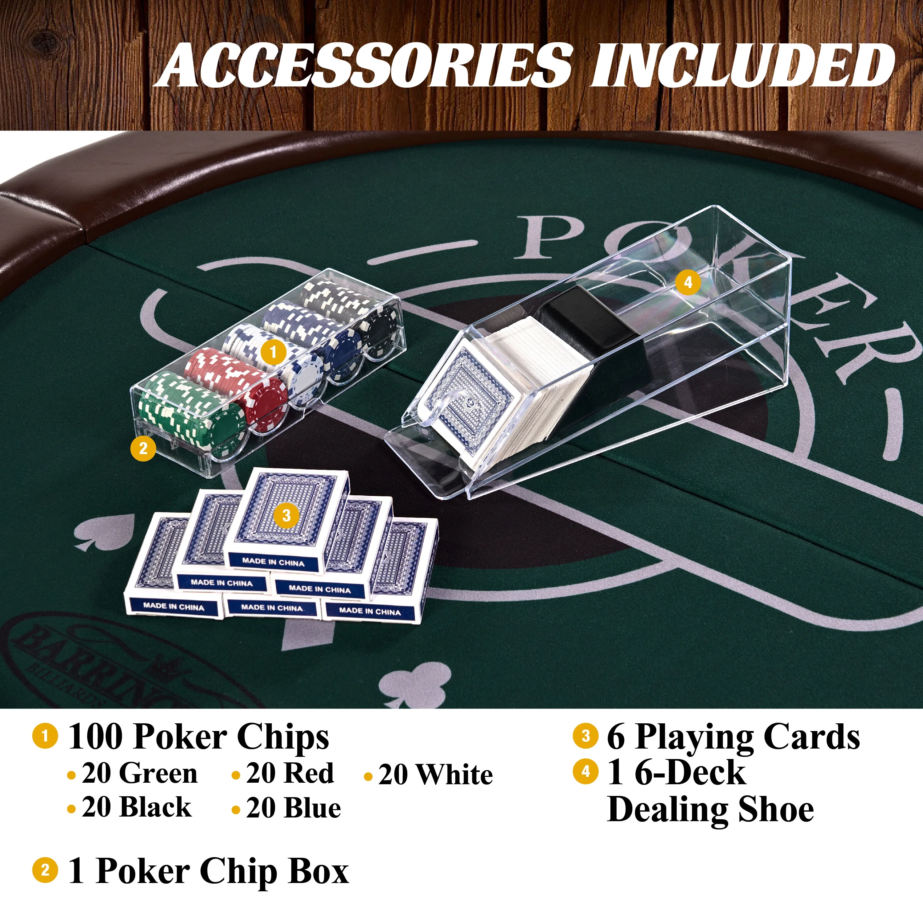 Barrington 6-Person Folding Poker Table with 11 Gram Poker Chips and Card Set
