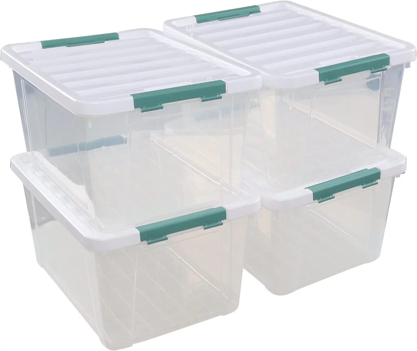 36 Quart Large Storage Box with lid , Clear Plastic Latch Box, 4-Pack