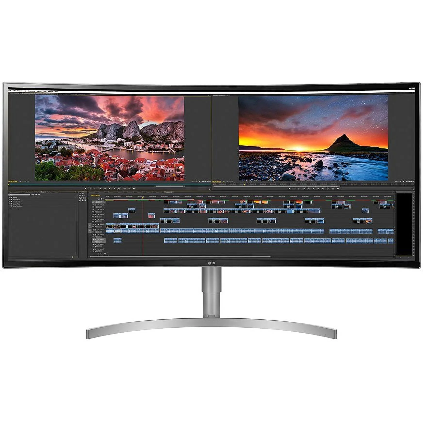 LG 38WK95C-W 38-Inch Class 21:9 Curved UltraWide WQHD+ Monitor with HDR 10 (2018) Bundle with OBSBOT Tiny AI-Powered PTZ Webcam, 1080p HD + Deco Gear Large Extended Pro Gaming Mouse Pad
