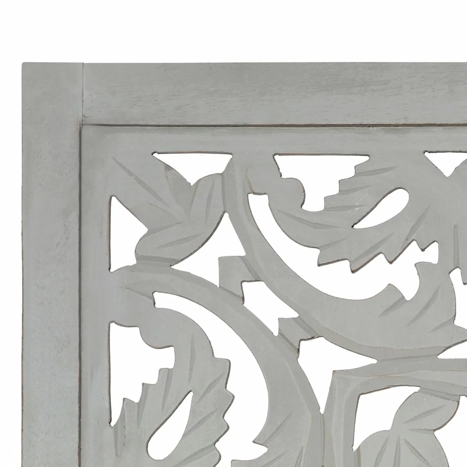 Hand carved 3-Panel Room Divider Gray 47.2