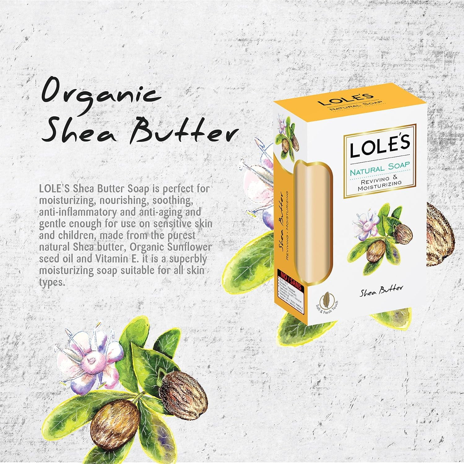 luxury pure natural soap, shea butter beauty soap bar, reviving & moisturizing face and body care, e, -free, soft & touch, 100% vegetable, no animal fat - pack of 3 (5.2 oz ea)