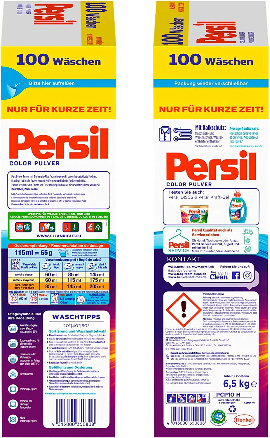 Persil Laundry Detergent Color Mega Pack (100 Loads / 6.5 Kg)