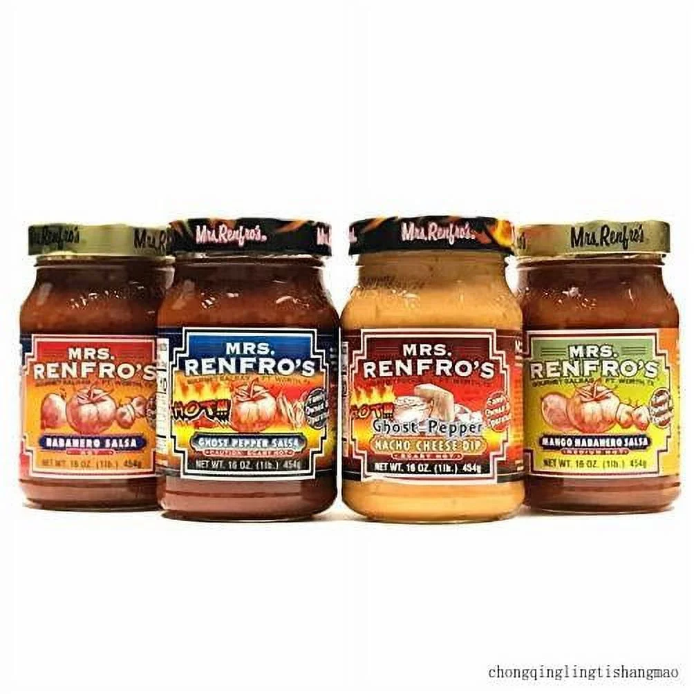 Mrs Renfro's Salsa Combo Pack (Ghost Pepper, Ghost Nacho Cheese, Mango Habanero, Habanero) | Pack Of 4
