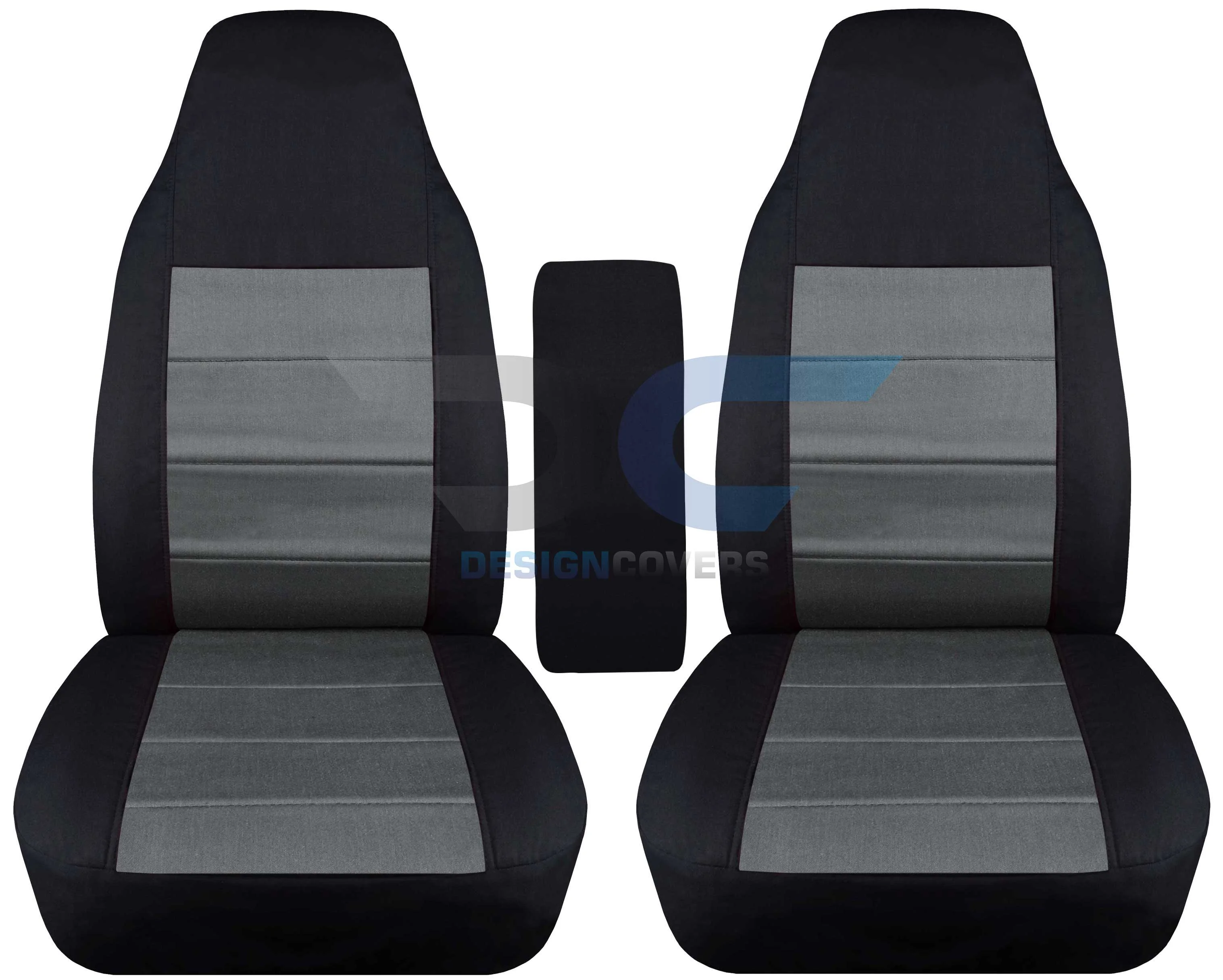 T413-Designcovers Fits 2004-2012 Ford Ranger/Mazda B-Series Velour Truck Captian Seat Covers w Center Console:Black and Charcoal