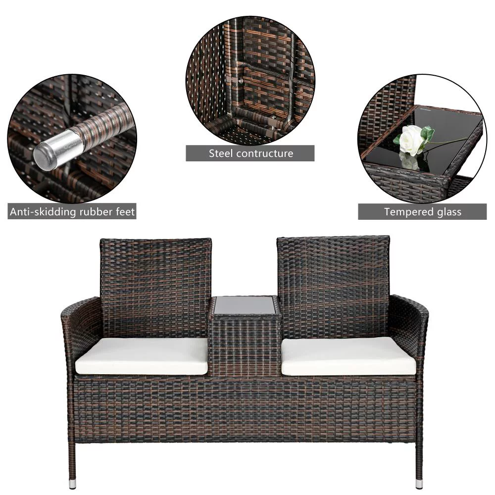 BaytoCare Patio Home Rattan Chat Set, Brown Gradient