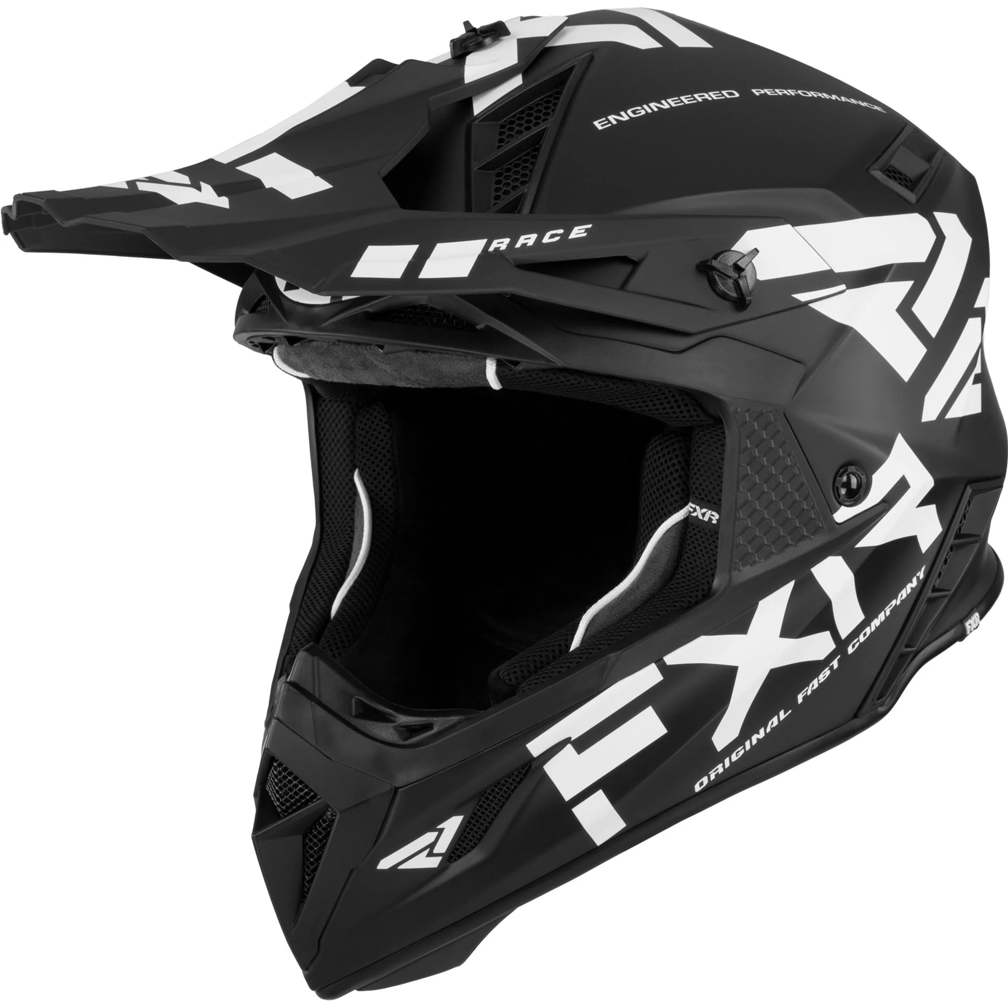 FXR  Helium Race Div Helmet D-Ring Super-Lite 365 Vent Nose Guard Black White - Large - 220603-1001-13