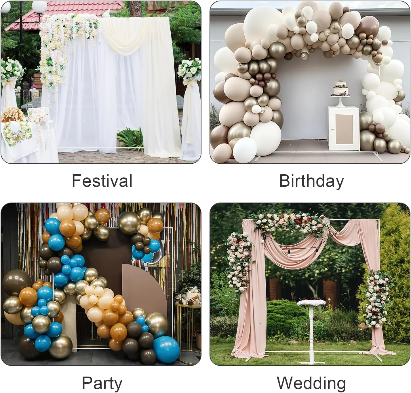 6.6FT x 6.6FT Square Metal Arch Stand, Backdrop Stand Arbor, White