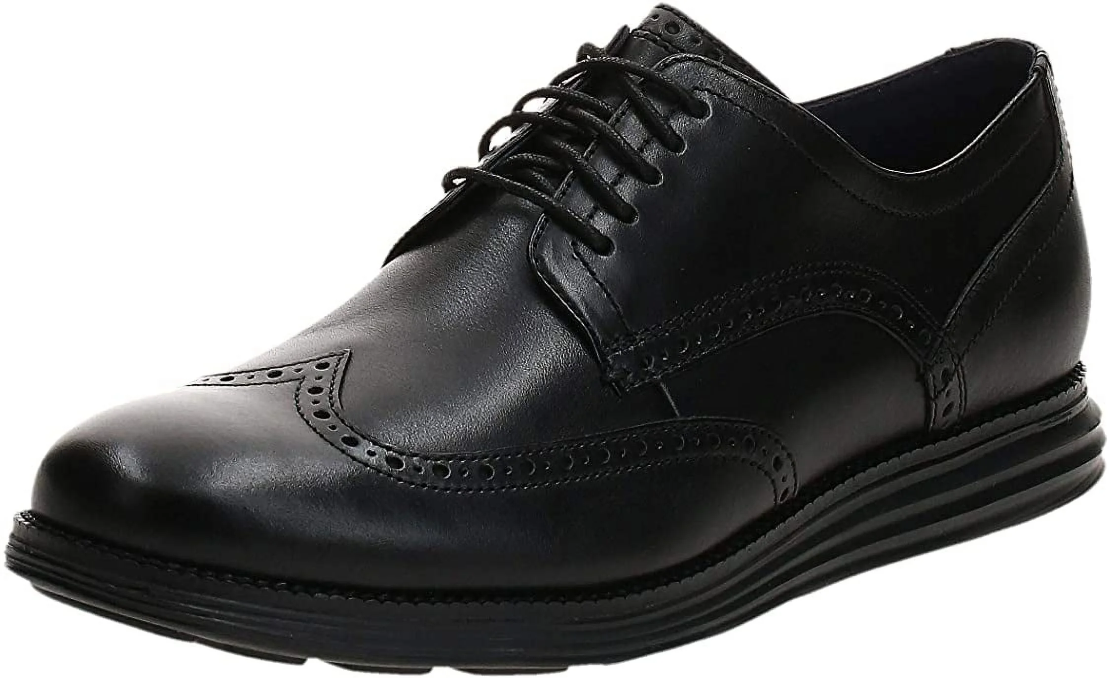 Cole Haan Grand Tour Wing Oxford Black/Black Leather Lace Up Cutout Sneakers (Black/Black, 11.5)