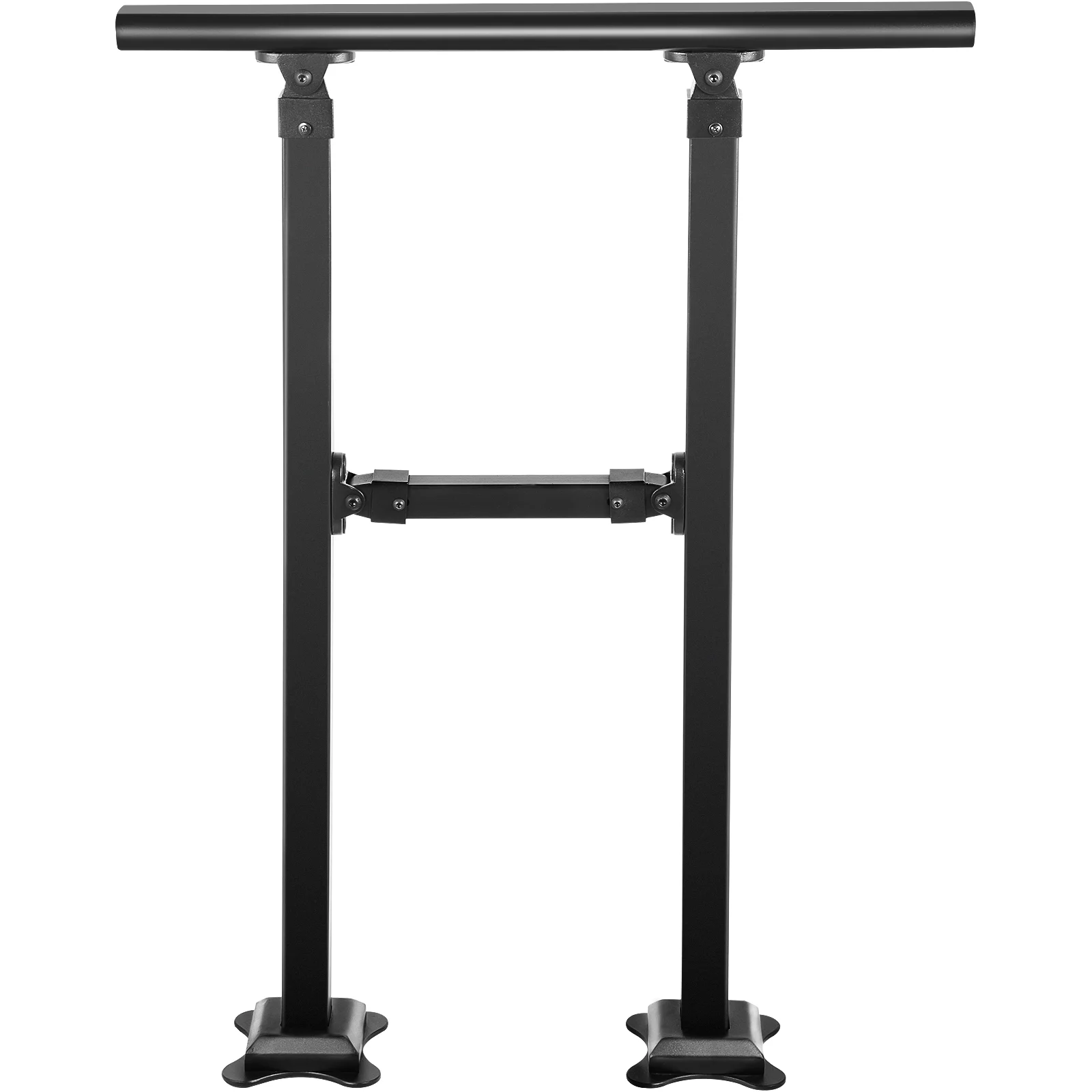 SKYSHALO wrought iron handrail for 1 outdoor stair handrail, adjustable front porch handrail, black transitional handrail for concrete steps or wooden stairs, with mounting kit