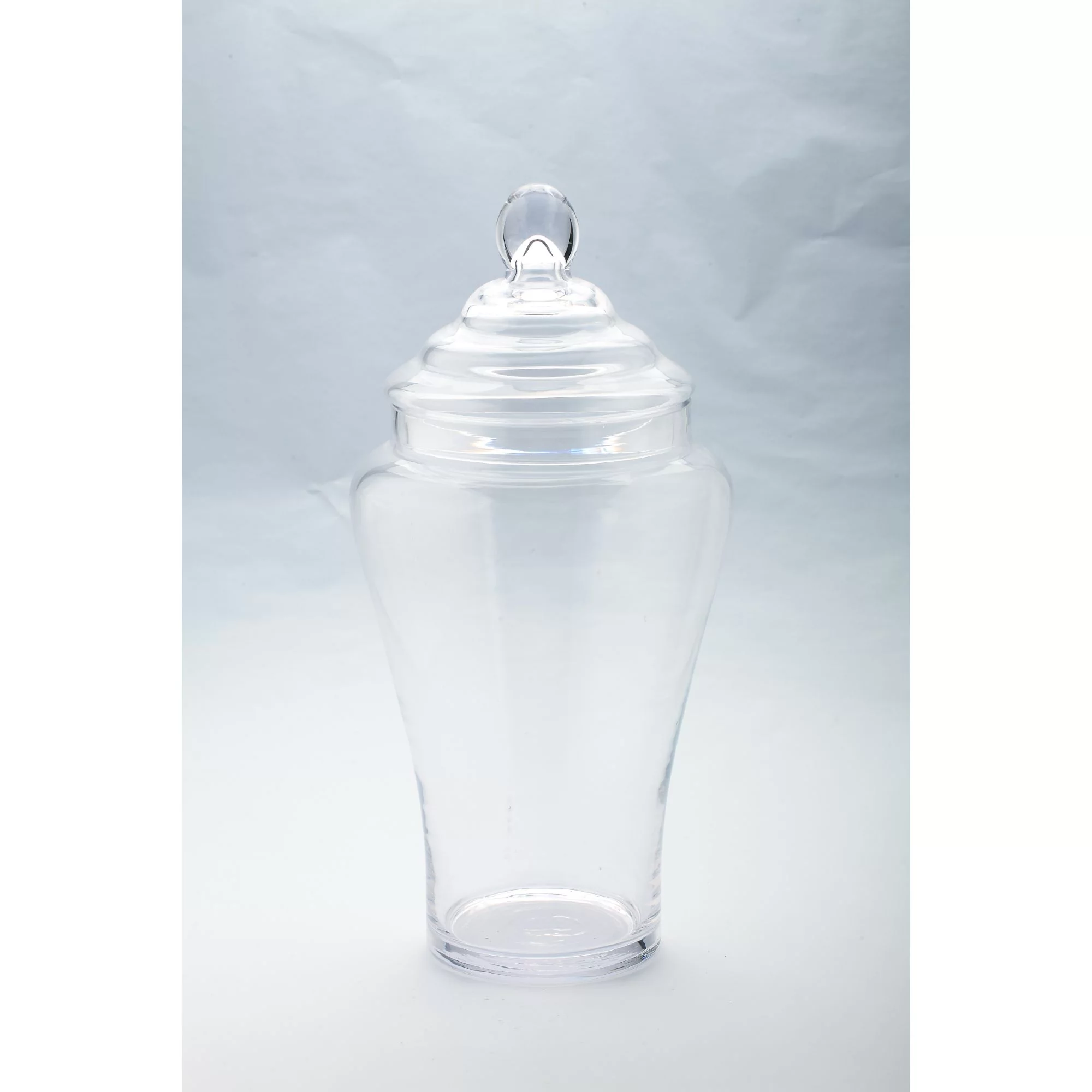 CC Home Furnishings Hand Blown Glass Jar with Finial Lid - 19.5” - Clear