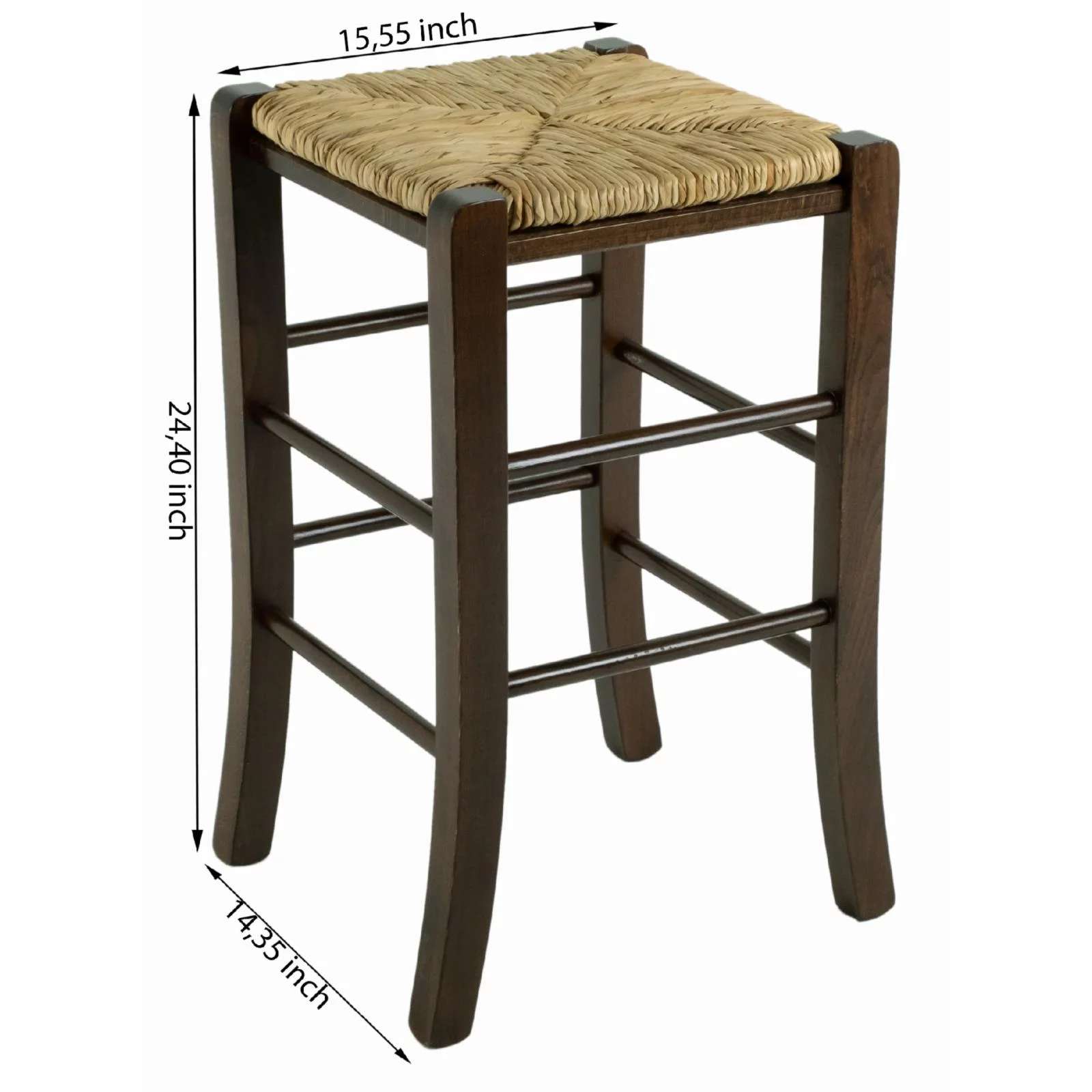 Linon Gianna 24 in. Backless Counter Stool - Walnut - Set of 2