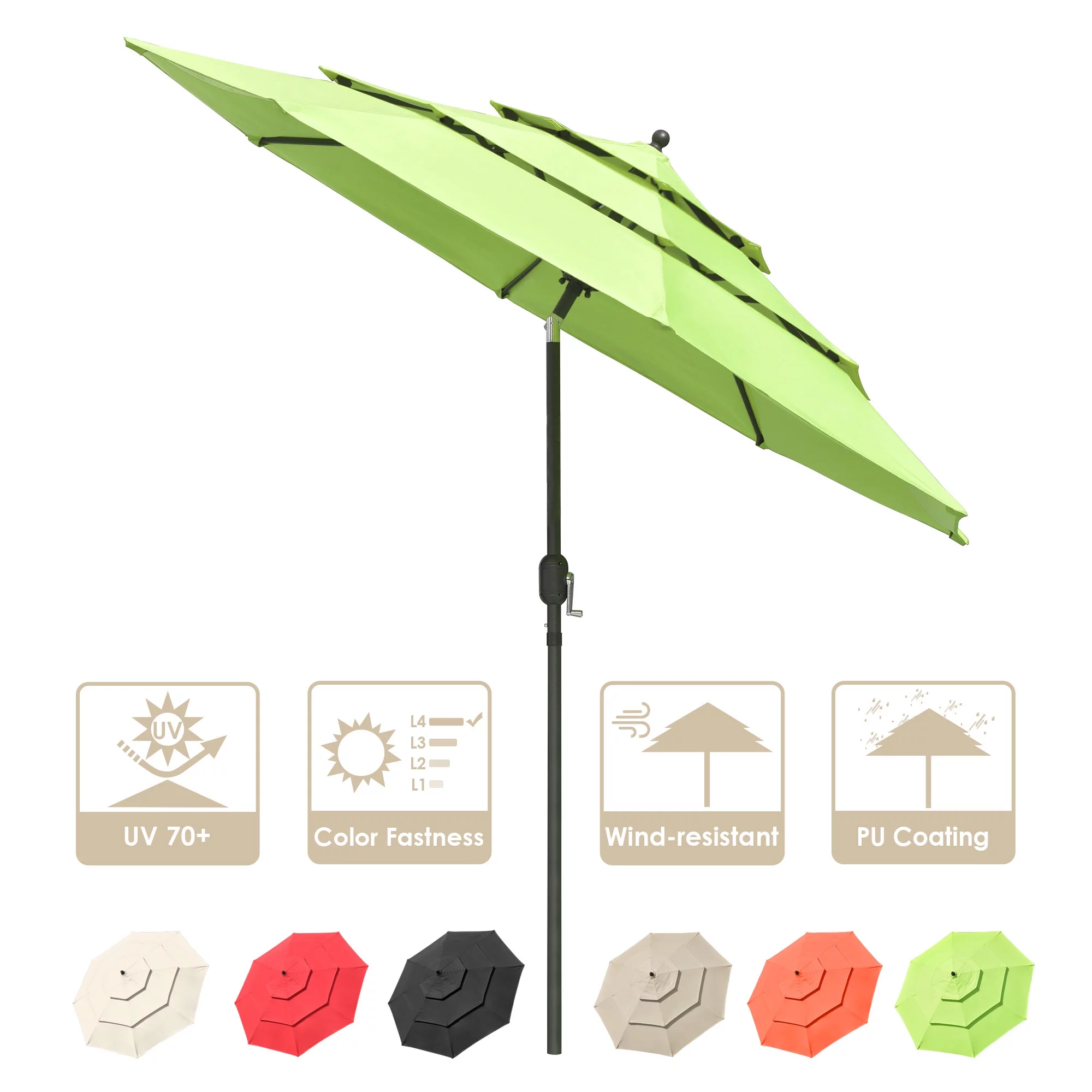Yescom 9 Ft 3 Tier Patio Umbrella with Protective Cover Crank Push to Tilt Poolside
