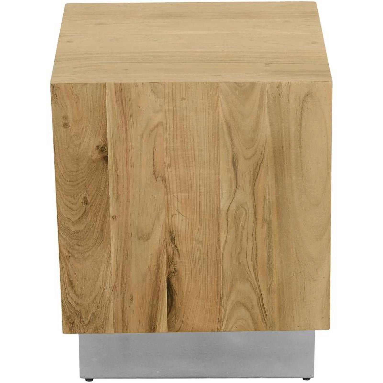 Meridian Furniture Acacia Wooden Top End Table with Durable Chrome Metal Base