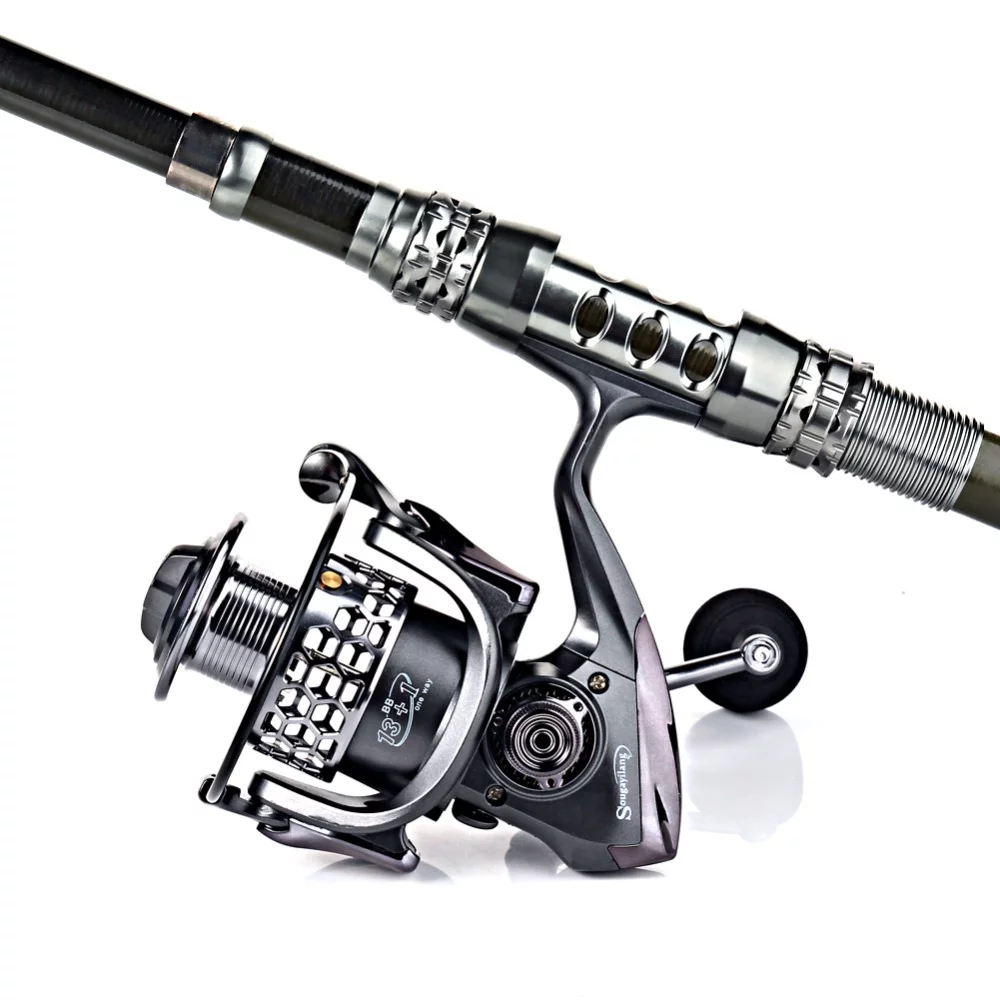 Sougayilang Telescopic Fishing Rod and Reel Combo Spinning Pole - Spinning Reels for Travel Fishing