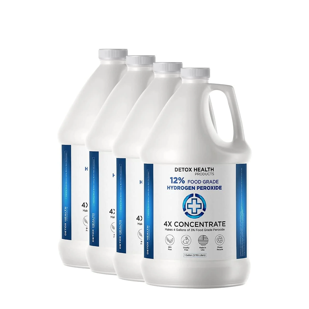 12% Hydrogen Peroxide - 4 Gallon - Food Grade - Made in USA - Detox Health Products