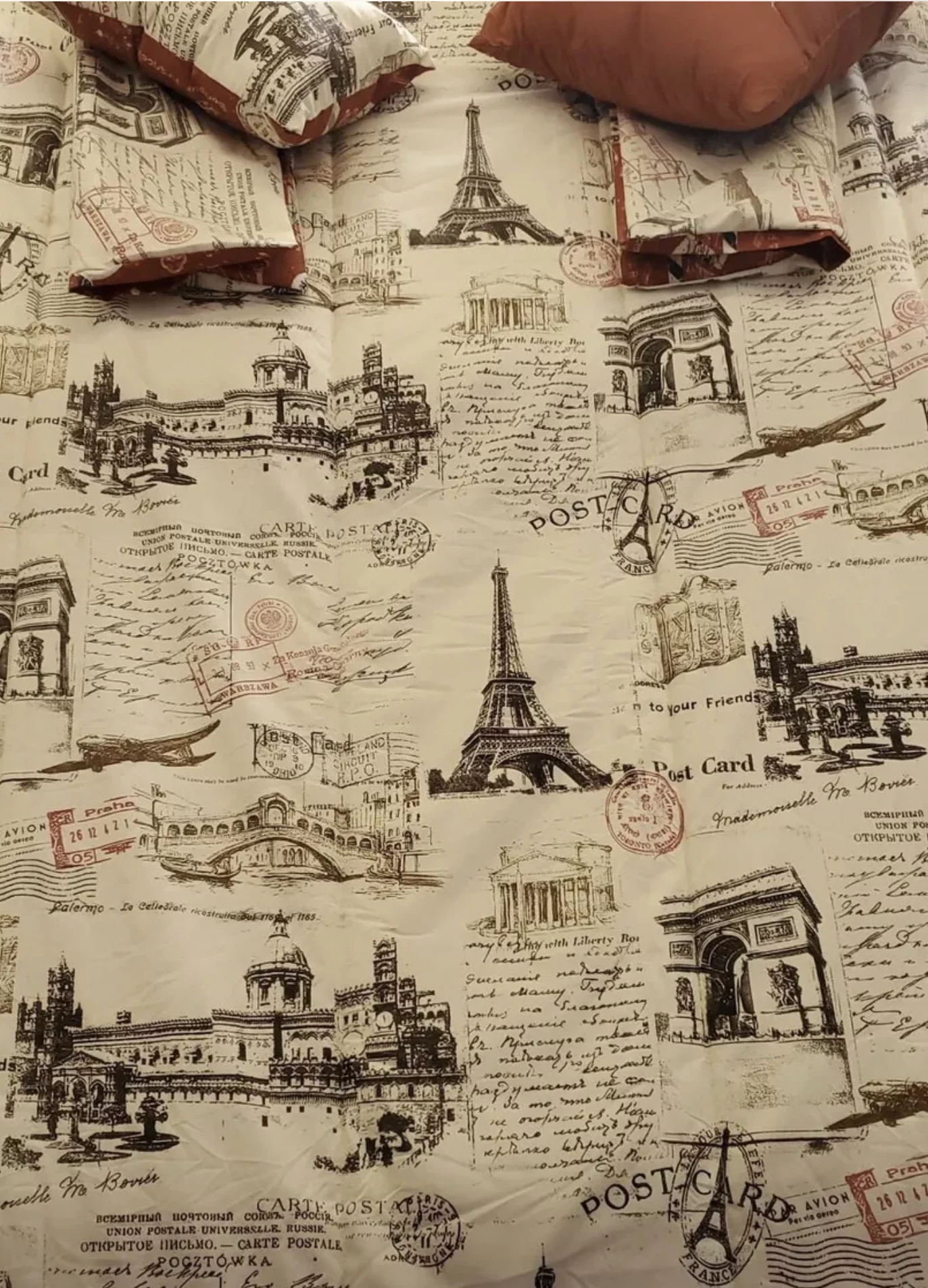 TRAVEL CITY EUROPEAN MONUMENTS REVERSIBLE COMFORTER SET 5 PCS KING SIZE