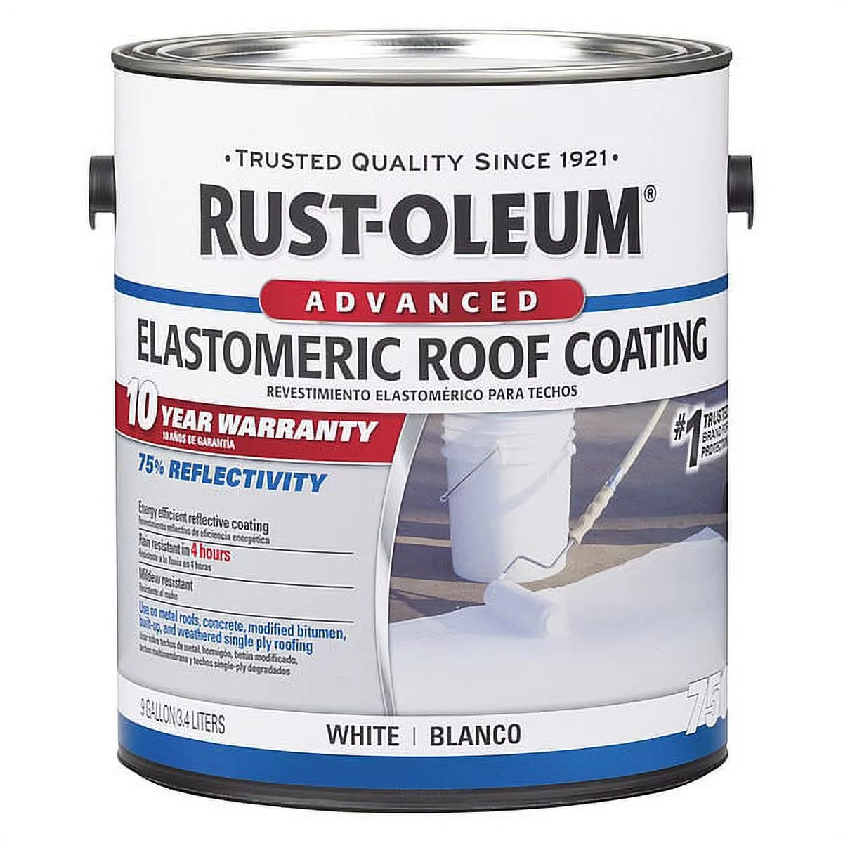 1 pc, Rust-Oleum Elastomeric Roof Coating, 0.9 gal., White, Base Type: Water
