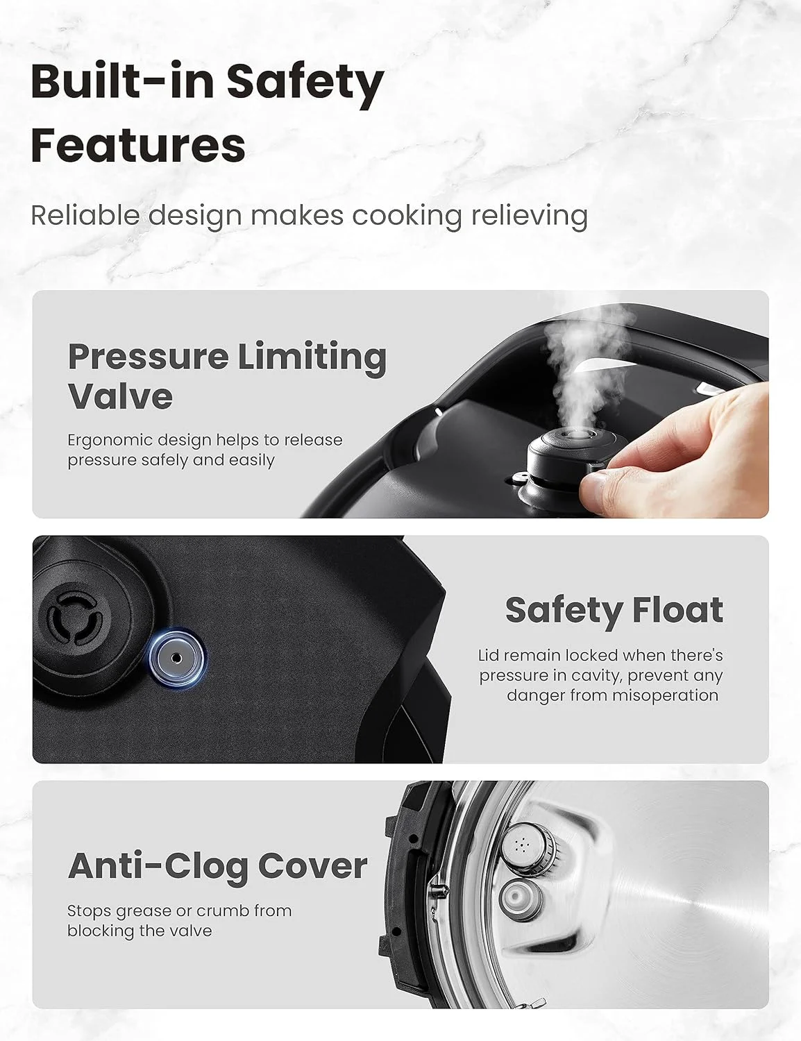 9-in-1 Electric Pressure Cooker 14 Presets Instant Multi Cooker Olla de Presion Non-Stick Pot Yogurt Maker Rice Cooker Slow Cooker Sauté Steamer 6 Quarts Black, Aluminum