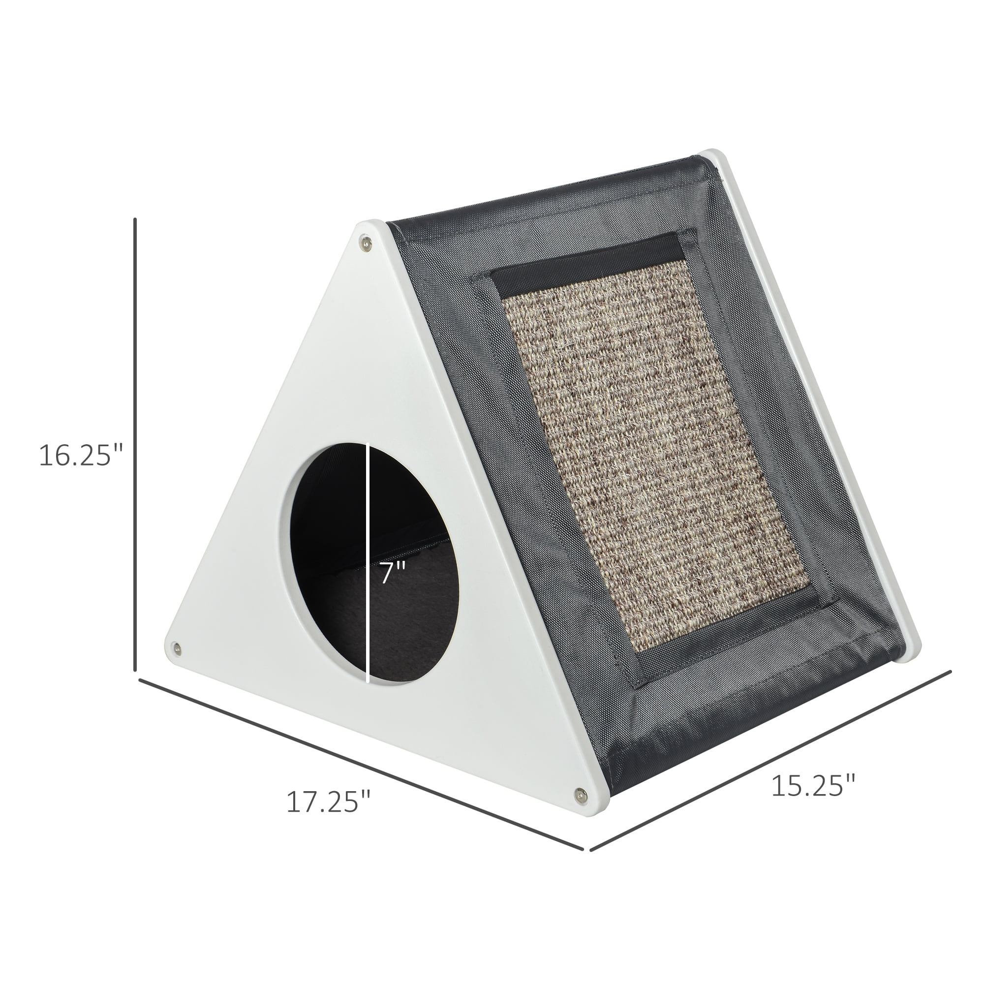 Pawhut Cat House Hideout Kitten Bed w/ Soft Cushion Sisal Scratching Carpet