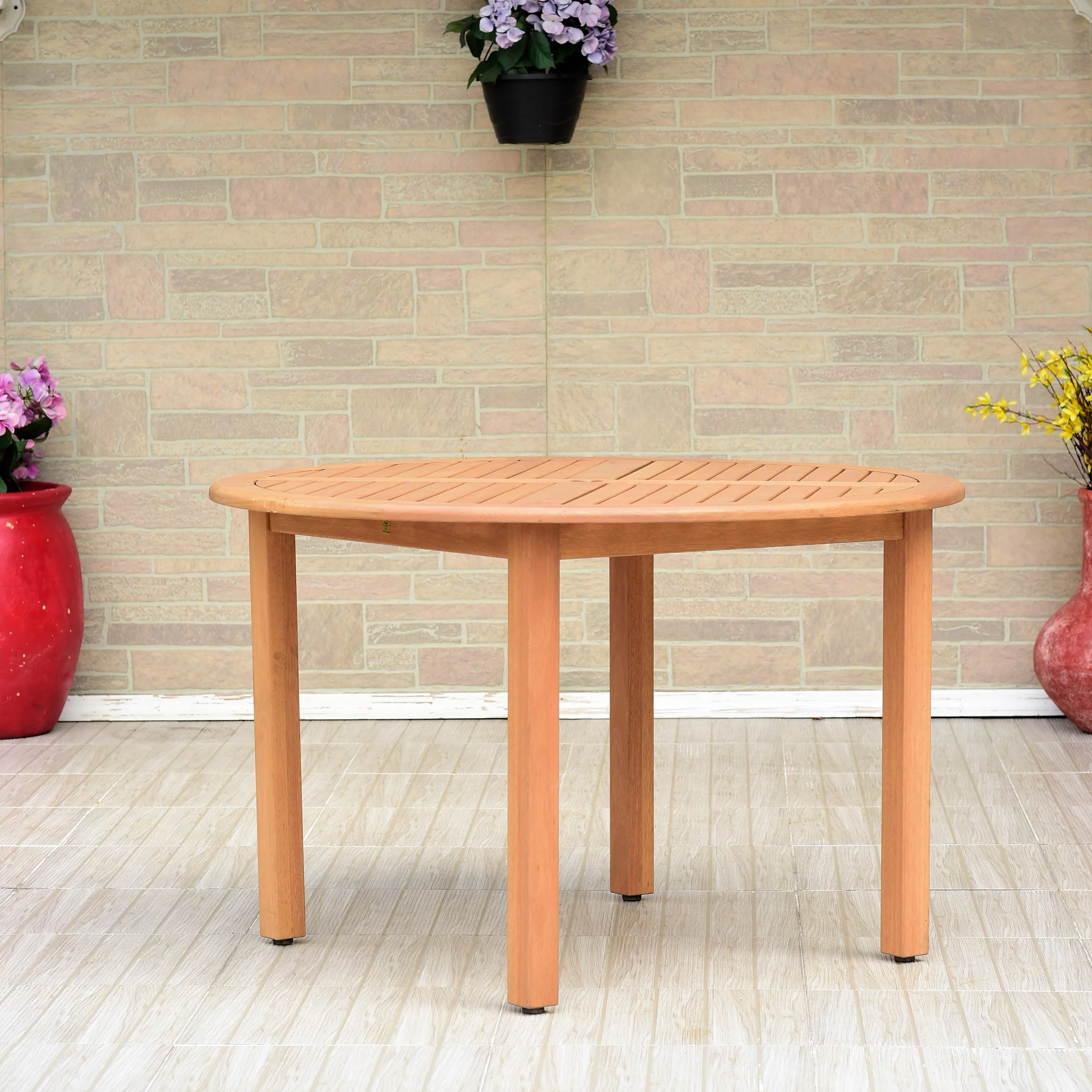 Amazonia Blois Teak Finish 5 Pieces Round Patio Dining Set