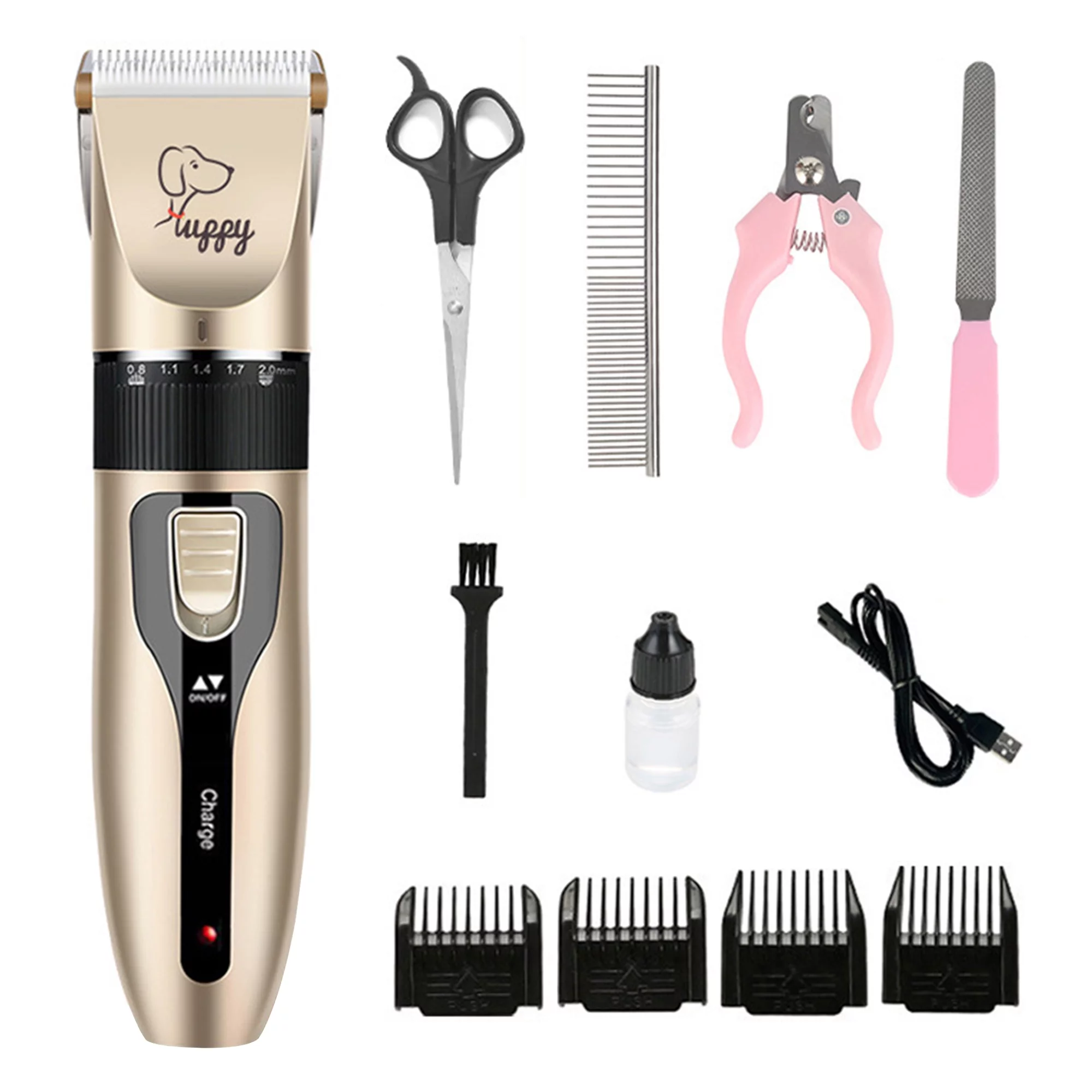 Dog Clippers Cat Shaver, Professional Hair Grooming Electric Clipper Detachable Blades Cordless Rechargeable, Pet Clipper for Thick Coats Long haired Dog Cat, Low Noise Clippers and Trimmer