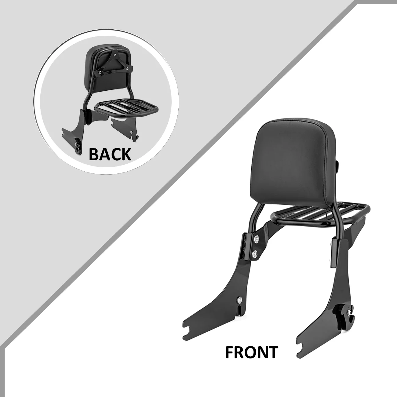 WEISEN - For 12-16 Harley Dyna FLD Black Passenger Backrest Detachable Sissy Bar PU Pad + Rack