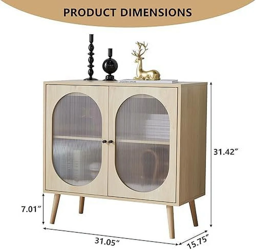 SQRTYR Sideboard Buffet Cabinet  Modern Sideboard Cabinet Accent  Cabinet with 2 Doors and Adjustable Shelves  Cabinet for Kitchen  Living Room  Hallway  Black