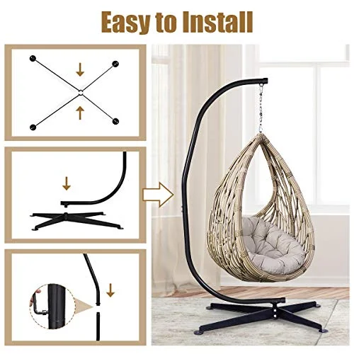 RELAX4LIFE Hammock Stand Heavty Duty Portable and Deatchable C Stand for Hanging Hammock Air Porch,Swing Chair Outdoor & Indoor Usage Hammock Stand Only Hammock Stand