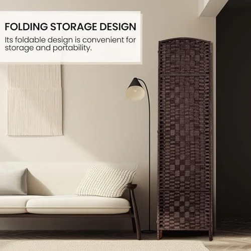 YPDRYGV Room Divider  Room Dividers and Folding Privacy Screens  16" Privacy Screen 4 Panels Room Divider Wall Partition Room Dividers Panel Screen 6 ft.Tall  Brown