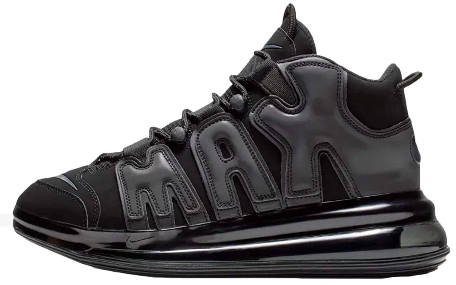 NIKE Unisex Air More Uptempo 720 QS 1 Shoes, Triple Black, M 6.5 / W 8