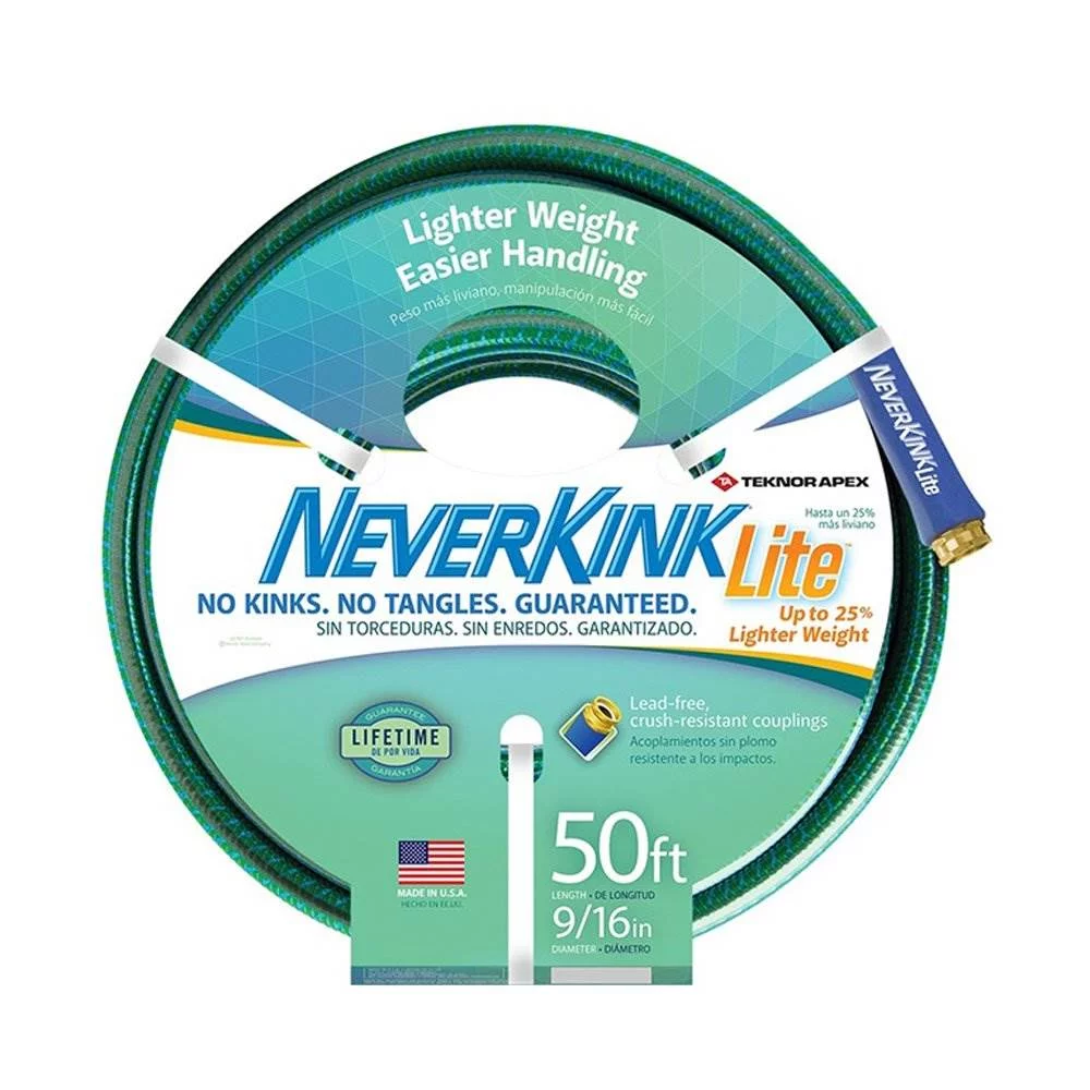 Teknor Apex NeverKink Lite 9/16 in. Dia. x 50 ft. L Light Duty Green Garden Hose