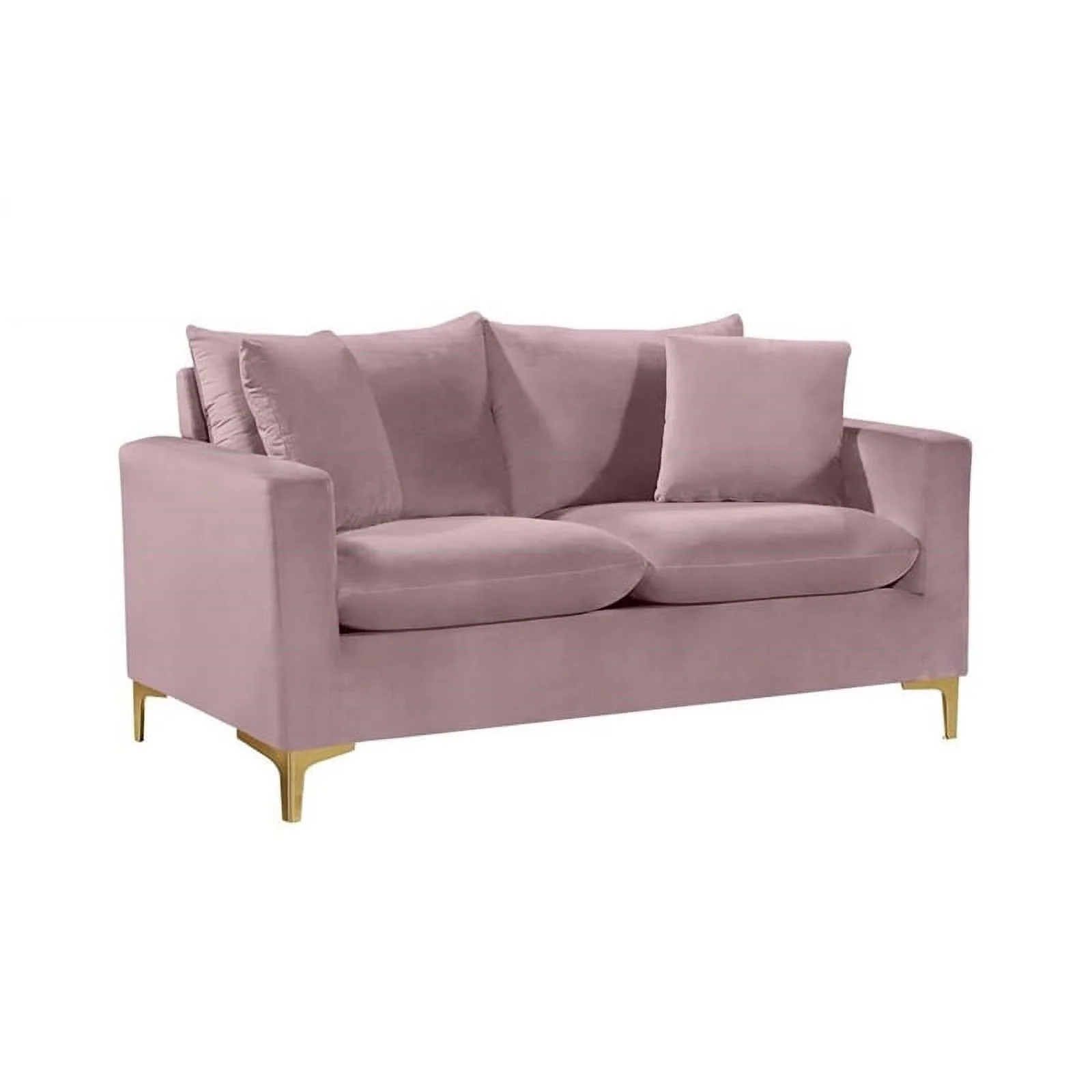Home Square 3-Piece Set with Velvet Accent Chair Sofa and Loveseat in Pink