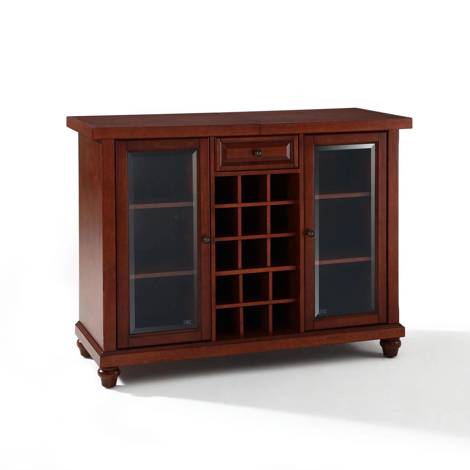 HomeStock Artisanal Abode Sliding Top Bar Cabinet Mahogany