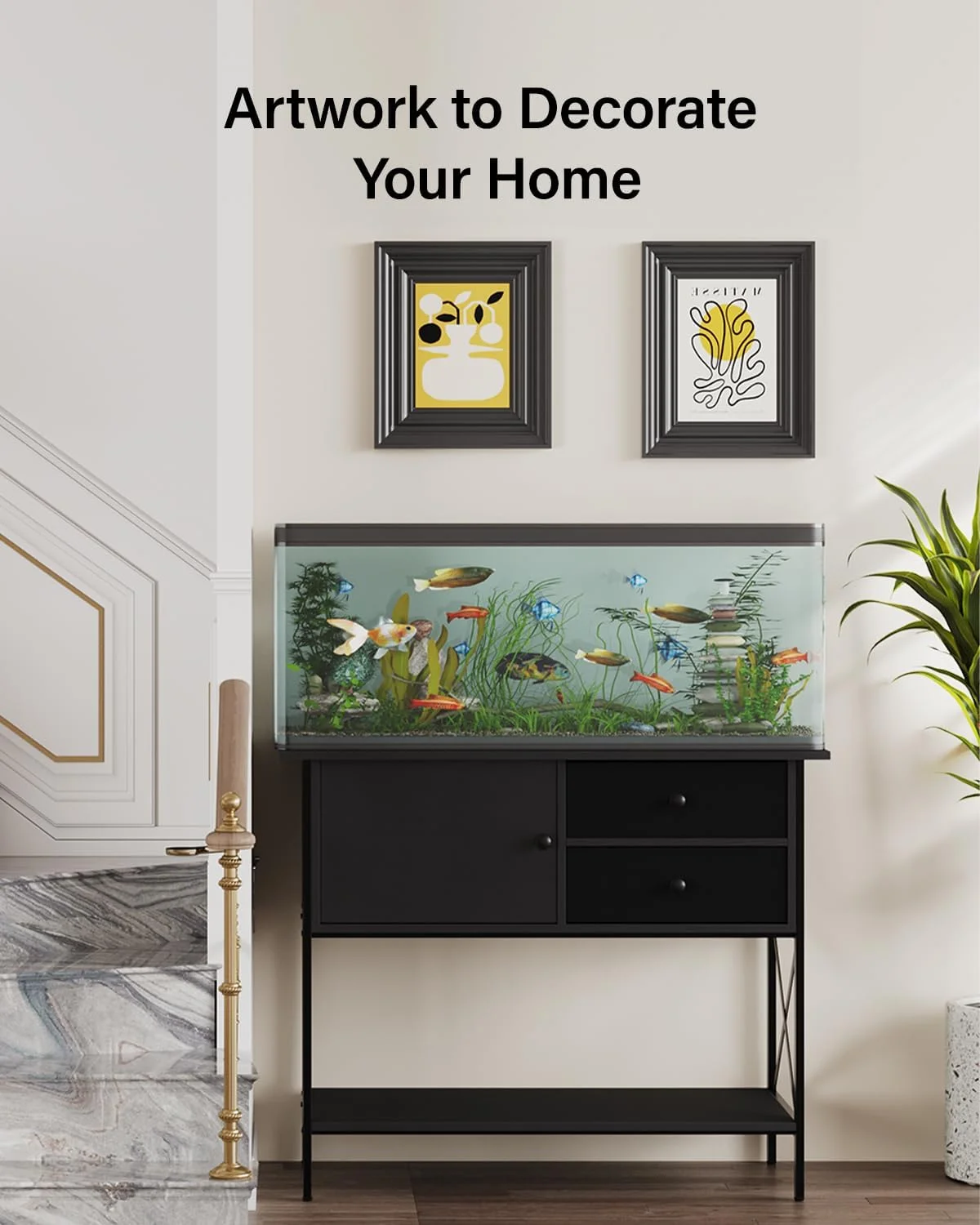 ZEKOO 40 Gallon Aquarium Stand,Metal Fish Tank Stand With Drawers