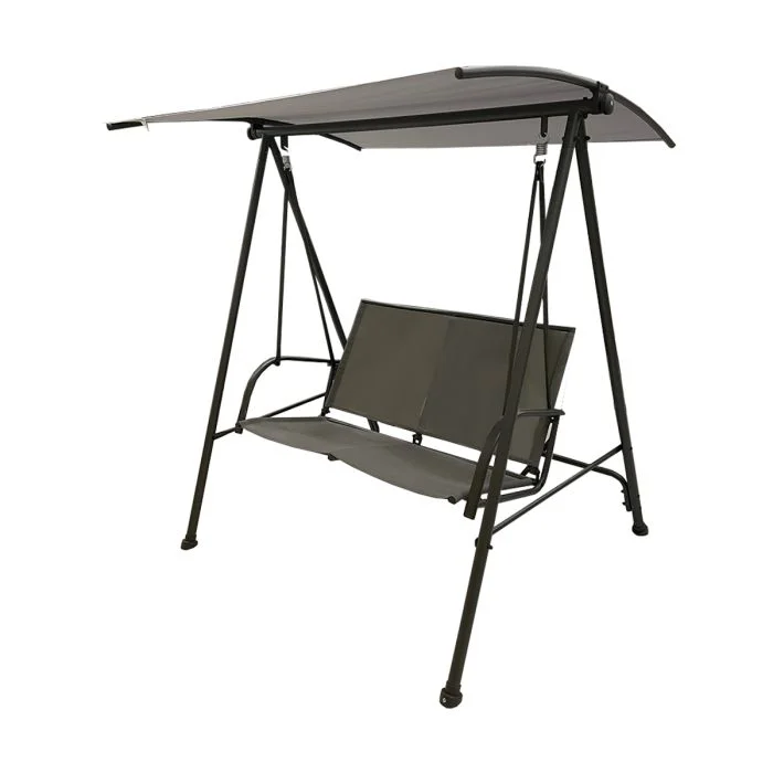 Garden Winds Custom Fit Replacement Canopy Top Cover Compatible with The Room Essentials Gray Two Person 009001328, 848681085011, 82613407 Swing - Upgraded Performance RipLock 350 Fabric - Slate Gray