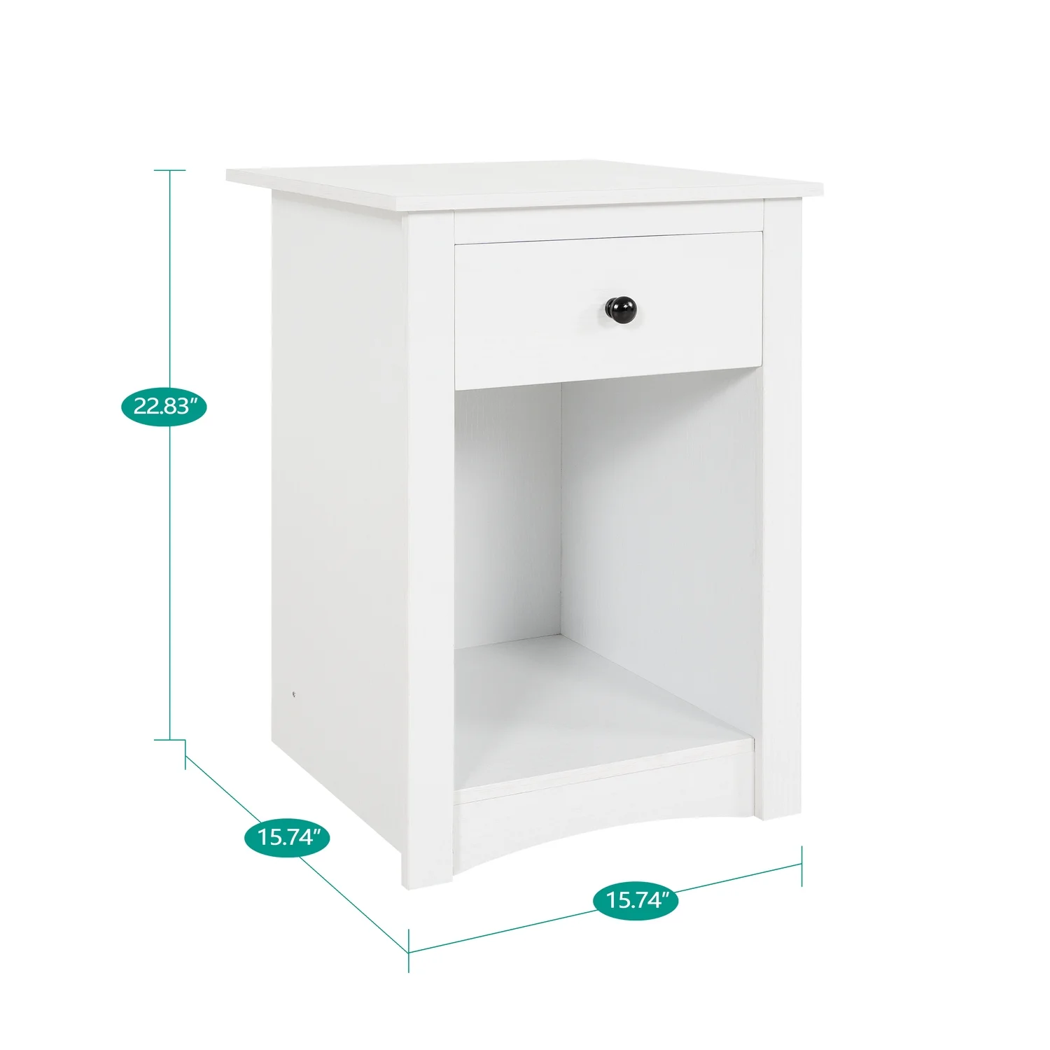 Kayla Contemporary Drawer Cabinet- Farmhouse End Table with Drawer, Distressed Black Bedside Table with Storage Cabinet for Bedroom, Wooden Nightstand Side Table for Living Room, Home Office-Color:Esp