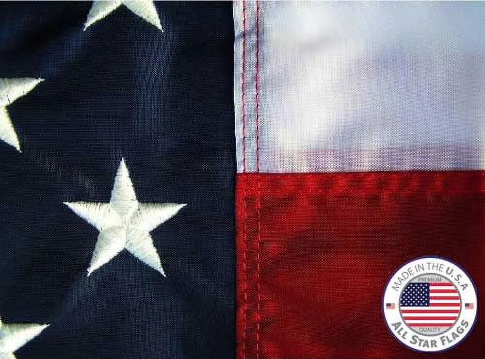 Premium American Flag 4x6' - 100% Made in USA - Durable, Long Lasting, Bright & Vivid Nylon Material - Embroidered Stars, Sewn Stripes with Lock Stitching, Four Rows of Lock Stitching on the Fly End
