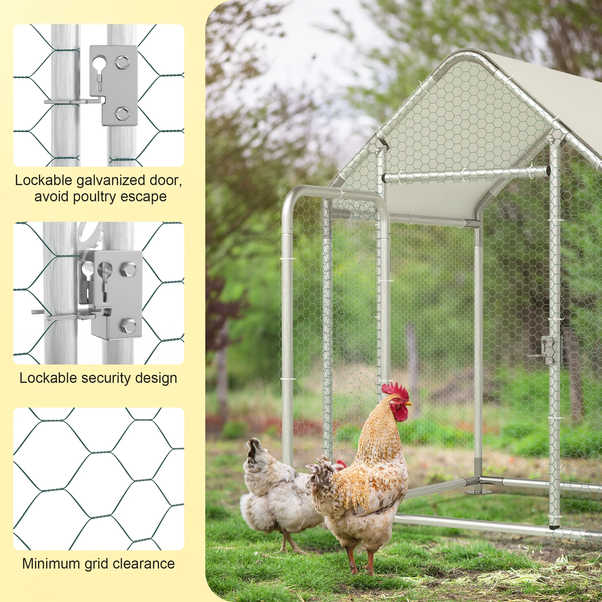 Phonjoroo Outdoor Metal Chicken Coop Run for 118