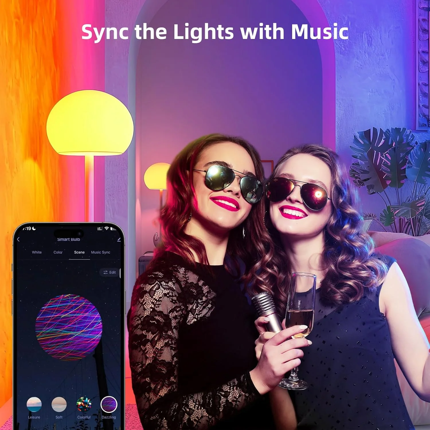 Senhu Smart Light Bulbs, RGB LED Bulb, Work with Alexa & Google Home, LED Light Bulbs Color Changing, Dynamic Preset Scenes, A19 E26 2.4Ghz RGBTW WiFi Light Bulbs Dimmable 10W, 800 Lumen, 2 Pack