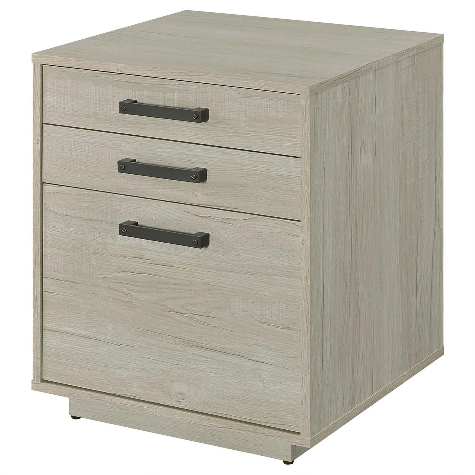 Pemberly Row 3-drawer Modern Wood Square File Cabinet in Whitewashed Gray