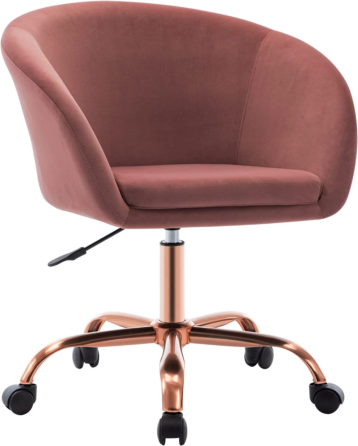 Duhome Office Chair Velvet Desk Chair with Wheels Task Chair Modern Vanity Chair for Girls Swivel Rolling Chair for Bedroom, Pink and Gold